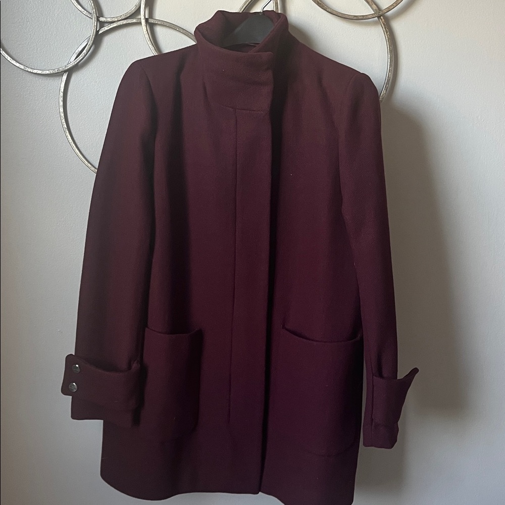 Kenneth Cole New York Women's Twill Wool Coat, Burgundy, Size 8